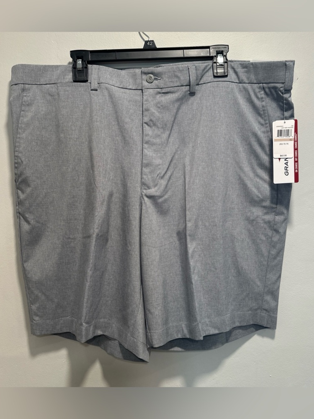 Grand Slam Golf Shorts Mens Size 42 Light Gray Heather Performance Stretch NWT